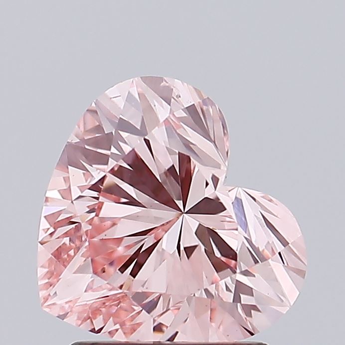 1.75 carat fancy intense pink heart lab grown diamond VS2 clarity