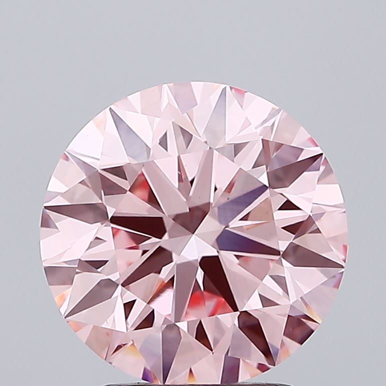 2.35 carat fancy intense pink round lab grown diamond VS2 clarity