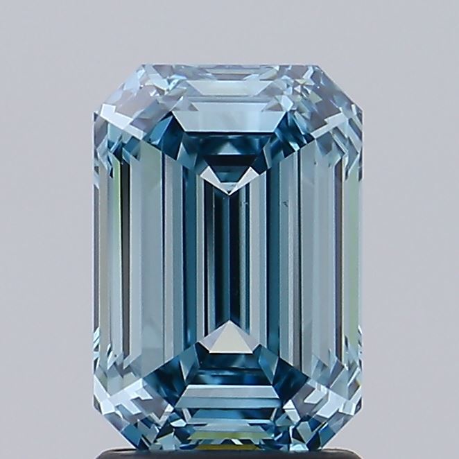 2.03 carat fancy intense greenish blue emerald lab grown diamond VS1 clarity