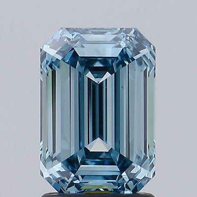 2.03 carat fancy intense greenish blue emerald lab grown diamond VS1 clarity
