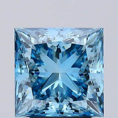3.64 carat fancy vivid blue princess lab grown diamond VS1 clarity