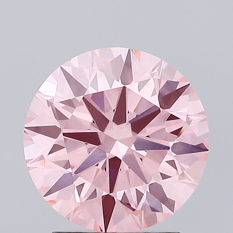 2.21 carat fancy vivid pink round lab grown diamond VS1 clarity