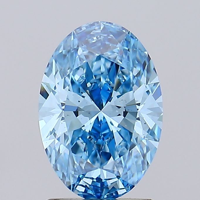1.60 carat fancy vivid blue oval lab grown diamond VS2 clarity