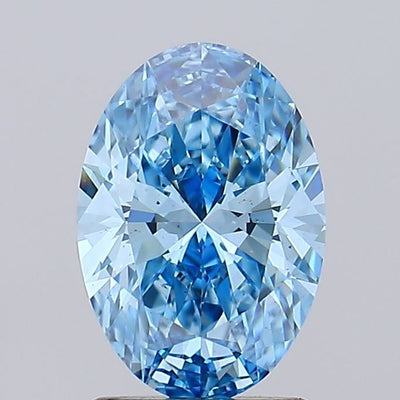 1.60 carat fancy vivid blue oval lab grown diamond VS2 clarity
