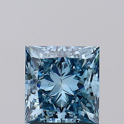 2.03 carat fancy vivid greenish blue princess lab grown diamond VS2 clarity