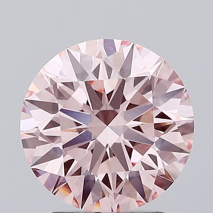 2.55 carat fancy intense pink round lab grown diamond VS1 clarity