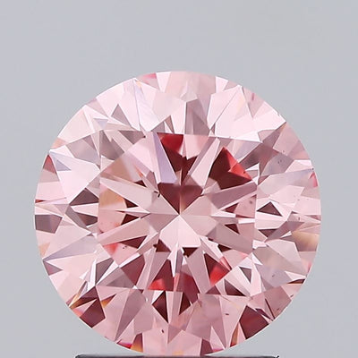 2.37 carat fancy vivid pink round lab grown diamond VS1 clarity