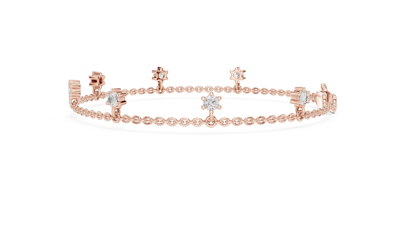Front-view: Round Diamond Tiara with Pave Setting in 14k Rose Gold - Lab Grown - Driona Jewels