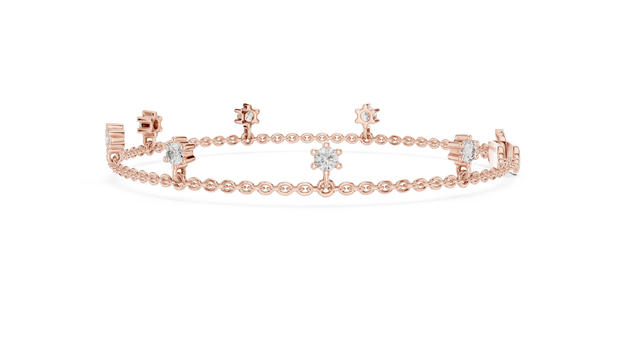 Front-view: Round Diamond Tiara with Pave Setting in 14k Rose Gold - Lab Grown - Driona Jewels