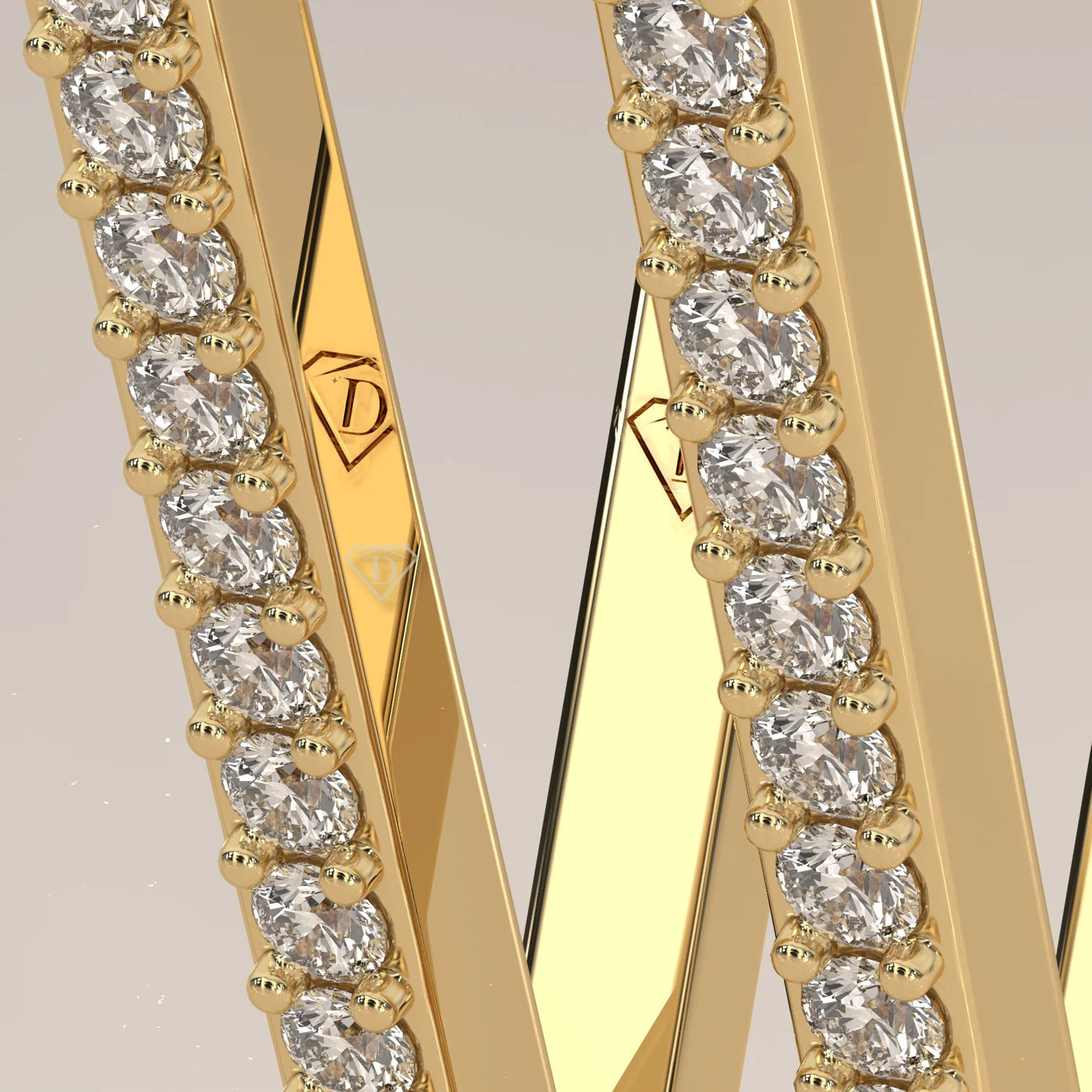 Stone Detail: Round Lab Grown Diamonds in Pavé Setting – Yellow Gold – Driona Jewels
