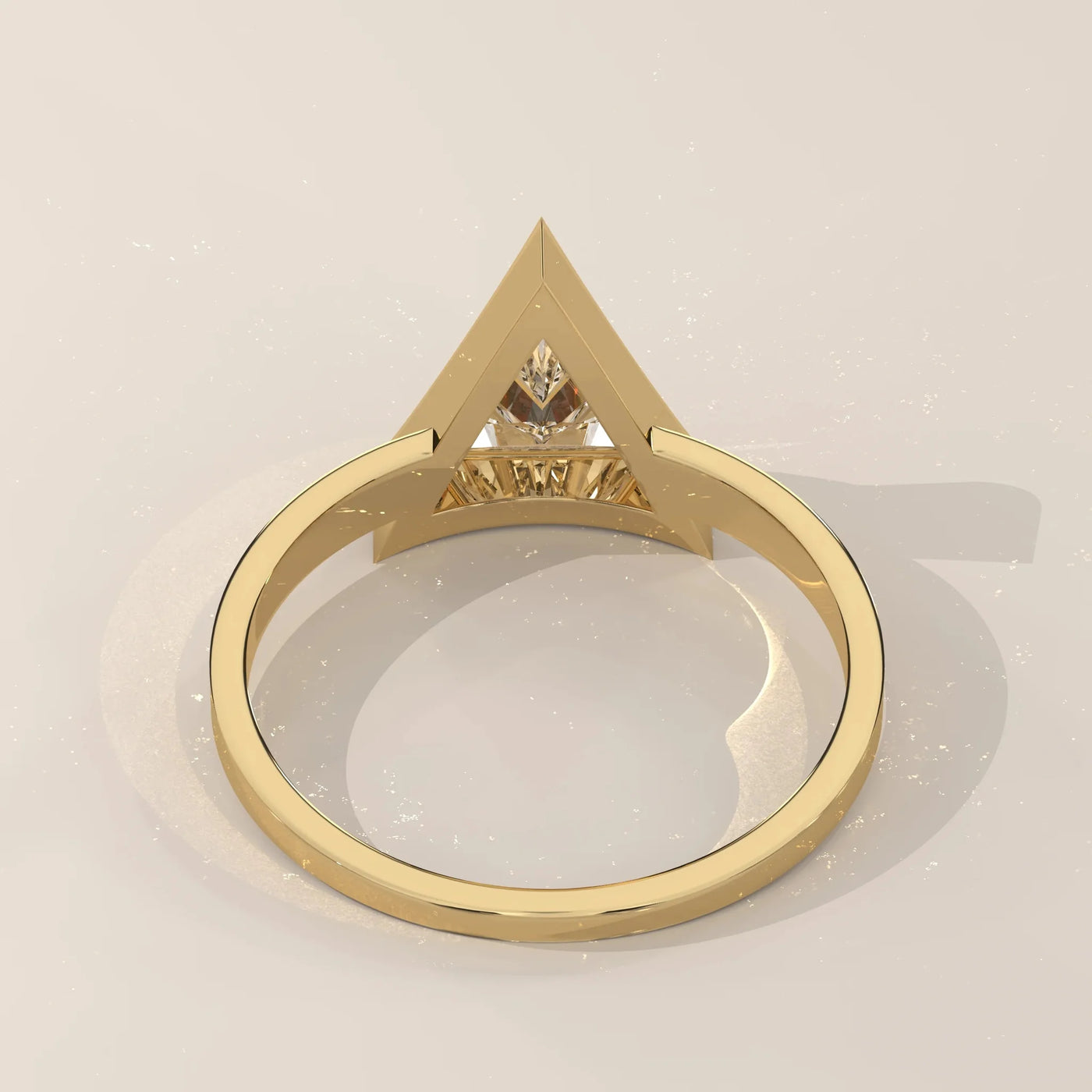 Side Profile: Trillion Diamond Ring with Prong Setting in Yellow Gold – Lab Grown – Driona Jewels