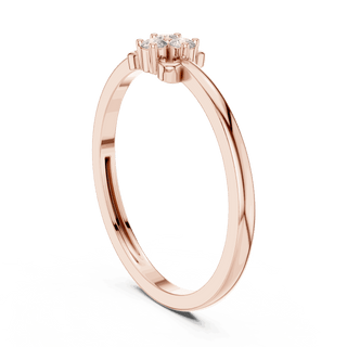 10K Rose Gold Diamond Ring featuring Trilogy Cluster style with Polished finish for women - Perfect Gift for Her - Angled View