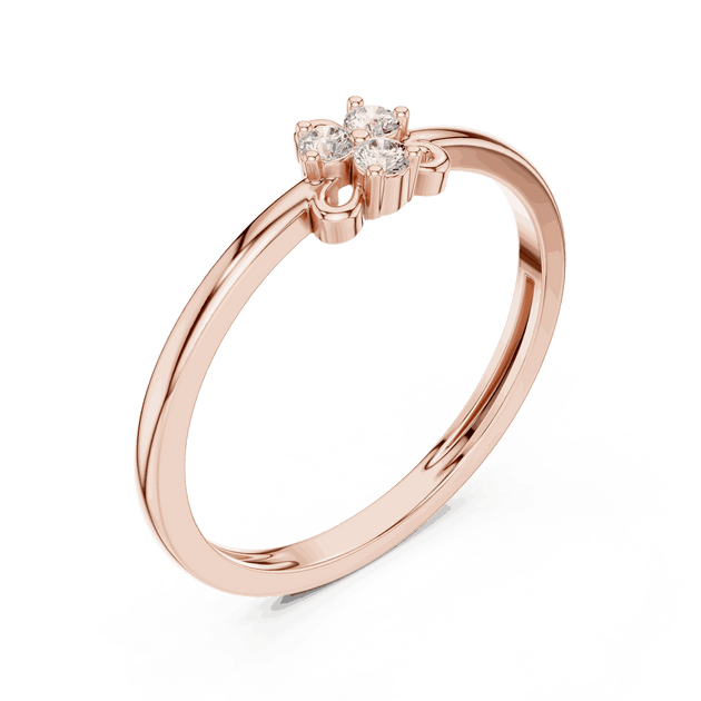 10K Rose Gold Diamond Ring featuring Trilogy Cluster style with Polished finish for women - Perfect Gift for Her - Angled View 2