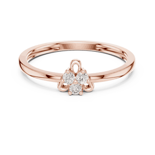 10K Rose Gold Diamond Ring featuring Trilogy Cluster style with Polished finish for women - Perfect Gift for Her - Front View