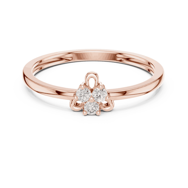 10K Rose Gold Diamond Ring featuring Trilogy Cluster style with Polished finish for women - Perfect Gift for Her - Front View