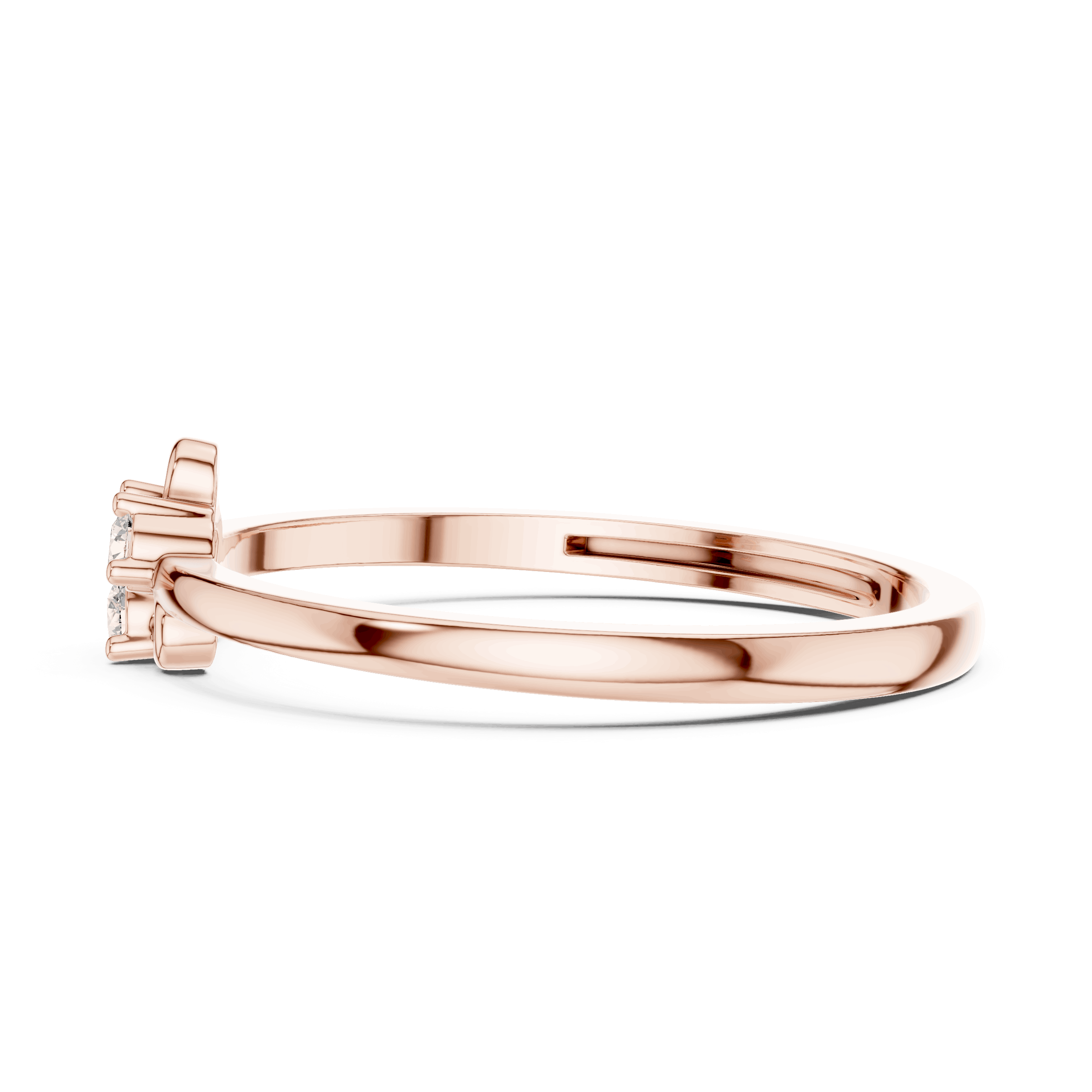 10K Rose Gold Diamond Ring featuring Trilogy Cluster style with Polished finish for women - Perfect Gift for Her - Side View