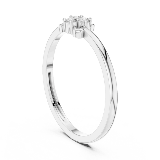 14K White Gold Diamond Ring featuring Trilogy Cluster style with Polished finish for women - Perfect Gift for Her - Angled View