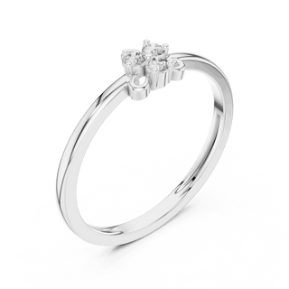 14K White Gold Diamond Ring featuring Trilogy Cluster style with Polished finish for women - Perfect Gift for Her - Angled View 2