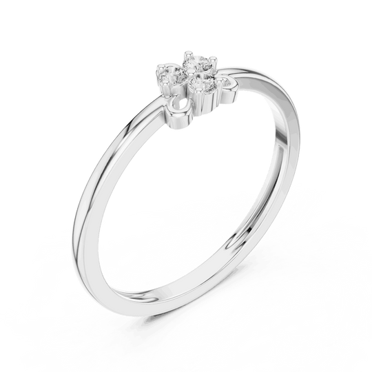 14K White Gold Diamond Ring featuring Trilogy Cluster style with Polished finish for women - Perfect Gift for Her - Angled View 2