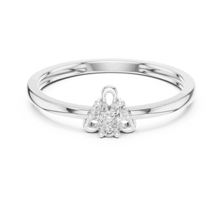 14K White Gold Diamond Ring featuring Trilogy Cluster style with Polished finish for women - Perfect Gift for Her - Front View
