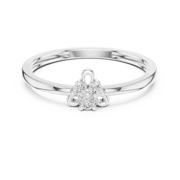14K White Gold Diamond Ring featuring Trilogy Cluster style with Polished finish for women - Perfect Gift for Her - Front View