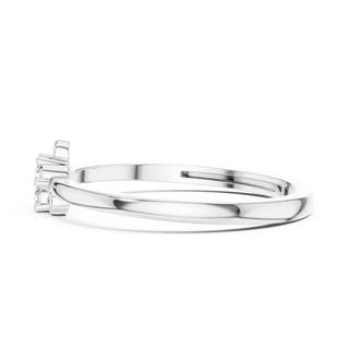14K White Gold Diamond Ring featuring Trilogy Cluster style with Polished finish for women - Perfect Gift for Her - Side View
