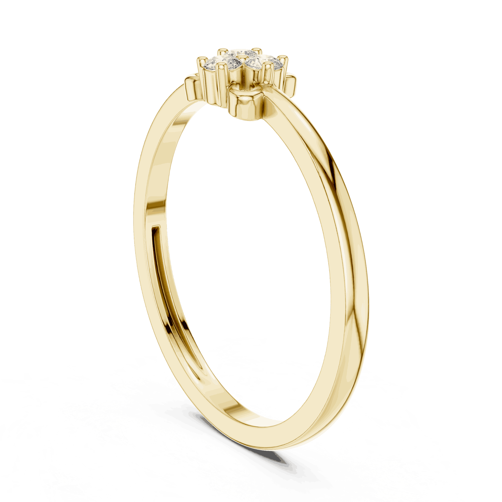 18K Yellow Gold Diamond Ring featuring Trilogy Cluster style with Polished finish for women - Perfect Gift for Her - Angled View