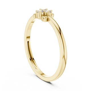 18K Yellow Gold Diamond Ring featuring Trilogy Cluster style with Polished finish for women - Perfect Gift for Her - Angled View