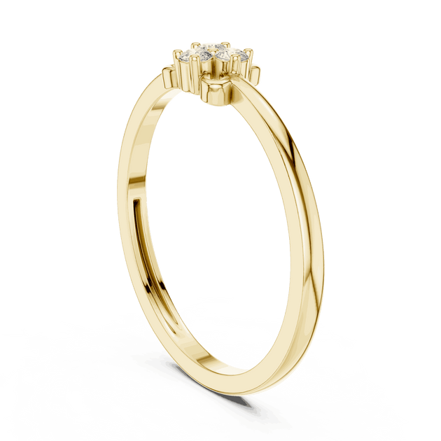 18K Yellow Gold Diamond Ring featuring Trilogy Cluster style with Polished finish for women - Perfect Gift for Her - Angled View
