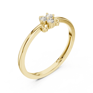 18K Yellow Gold Diamond Ring featuring Trilogy Cluster style with Polished finish for women - Perfect Gift for Her - Angled View 2