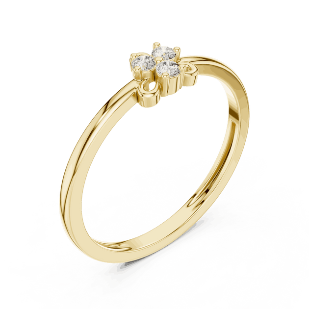 18K Yellow Gold Diamond Ring featuring Trilogy Cluster style with Polished finish for women - Perfect Gift for Her - Angled View 2