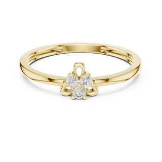18K Yellow Gold Diamond Ring featuring Trilogy Cluster style with Polished finish for women - Perfect Gift for Her - Front View