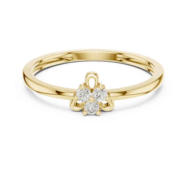 18K Yellow Gold Diamond Ring featuring Trilogy Cluster style with Polished finish for women - Perfect Gift for Her - Front View