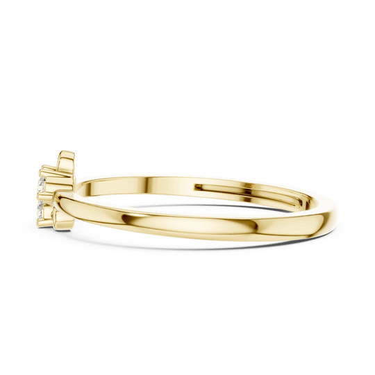 18K Yellow Gold Diamond Ring featuring Trilogy Cluster style with Polished finish for women - Perfect Gift for Her - Side View