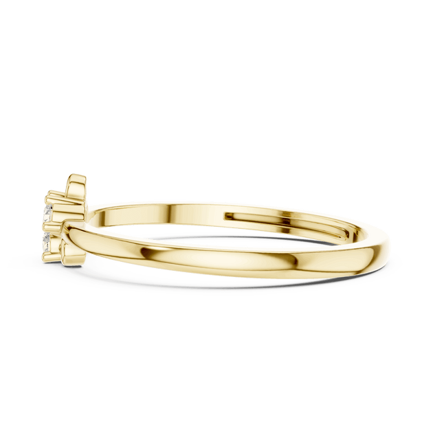 18K Yellow Gold Diamond Ring featuring Trilogy Cluster style with Polished finish for women - Perfect Gift for Her - Side View
