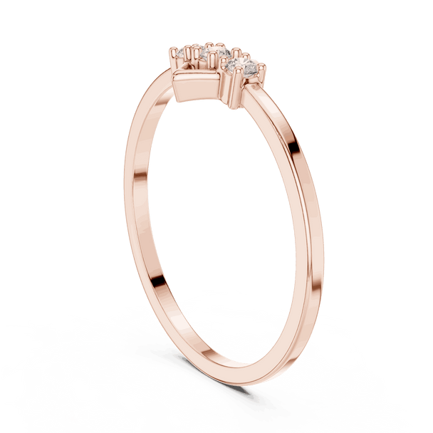10K Rose Gold Diamond Ring featuring Trilogy Kite Frame style with Polished finish for women - Perfect Gift for Her - Angled View