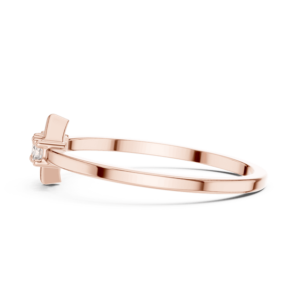 10K Rose Gold Diamond Ring featuring Trilogy Kite Frame style with Polished finish for women - Perfect Gift for Her - Side View