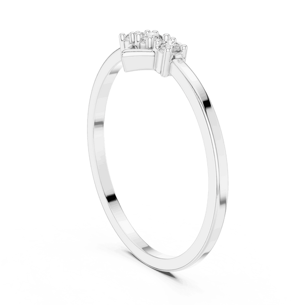 14K White Gold Diamond Ring featuring Trilogy Kite Frame style with Polished finish for women - Perfect Gift for Her - Angled View