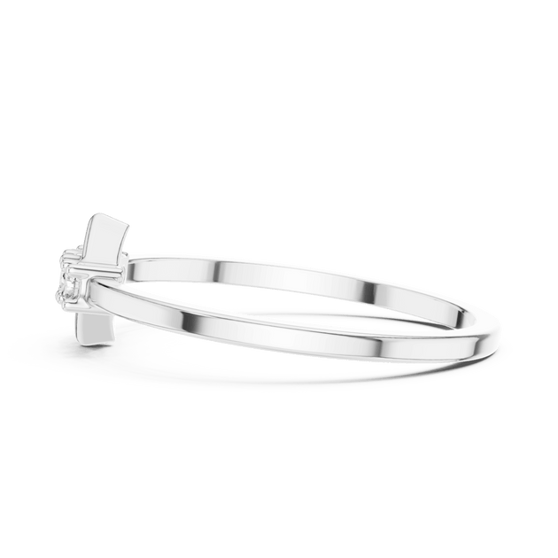 14K White Gold Diamond Ring featuring Trilogy Kite Frame style with Polished finish for women - Perfect Gift for Her - Side View