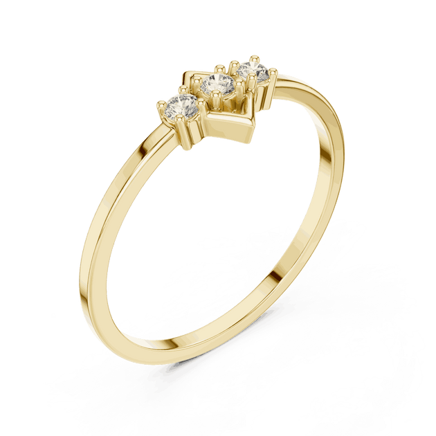 18K Yellow Gold Diamond Ring featuring Trilogy Kite Frame style with Polished finish for women - Perfect Gift for Her - Angled View 2