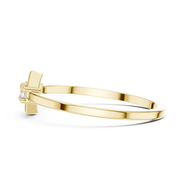 18K Yellow Gold Diamond Ring featuring Trilogy Kite Frame style with Polished finish for women - Perfect Gift for Her - Side View