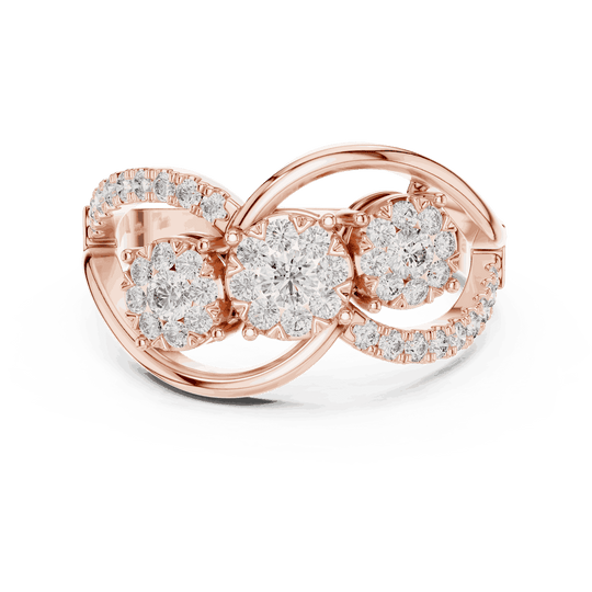 Driona Jewels Three Stone Diamond Engagement Ring | Crossover Pave Shank