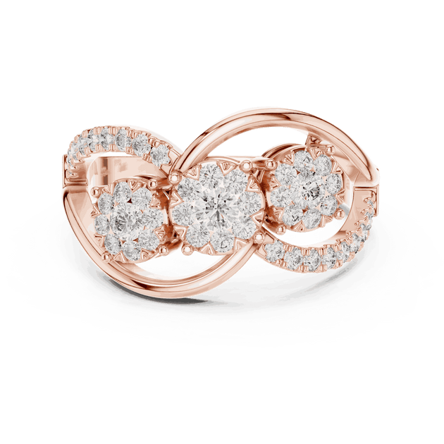 Driona Jewels Three Stone Diamond Engagement Ring | Crossover Pave Shank