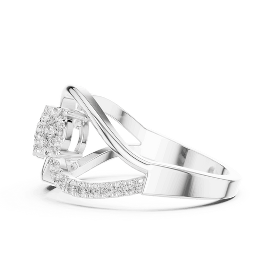 Driona Jewels Three Stone Diamond Engagement Ring | Crossover Pave Shank