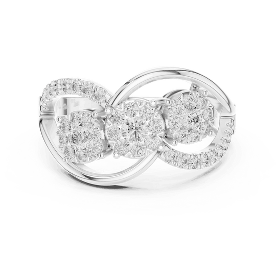 Driona Jewels Three Stone Diamond Engagement Ring | Crossover Pave Shank
