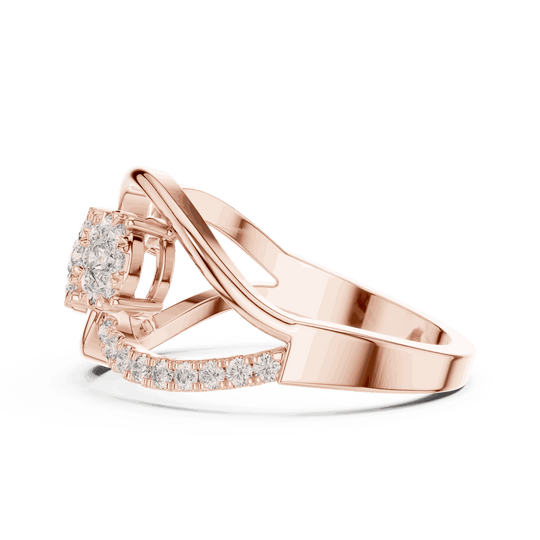 Driona Jewels Three Stone Diamond Engagement Ring | Crossover Pave Shank
