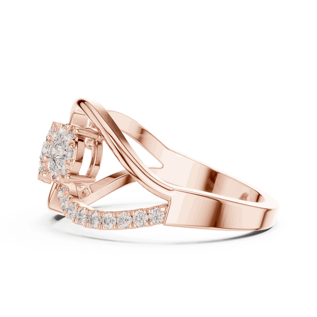 Driona Jewels Three Stone Diamond Engagement Ring | Crossover Pave Shank