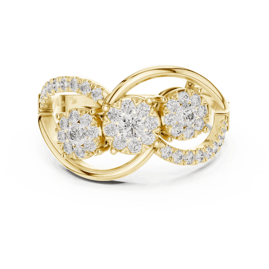 Driona Jewels Three Stone Diamond Engagement Ring | Crossover Pave Shank