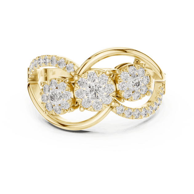 Driona Jewels Three Stone Diamond Engagement Ring | Crossover Pave Shank