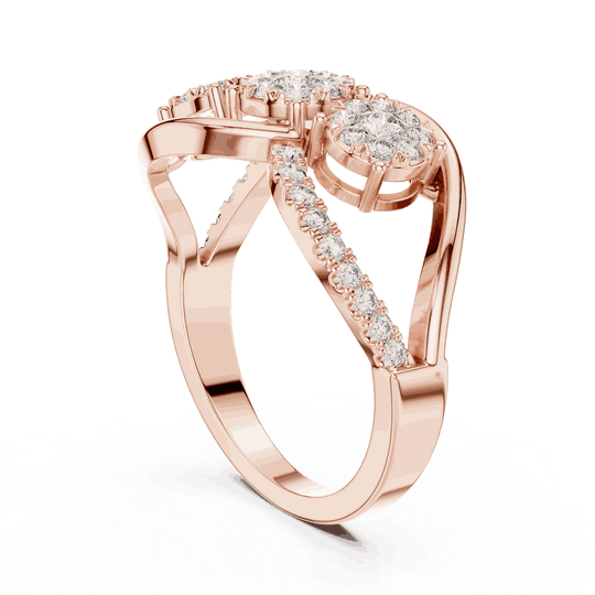 Driona Jewels Three Stone Diamond Engagement Ring | Crossover Pave Shank